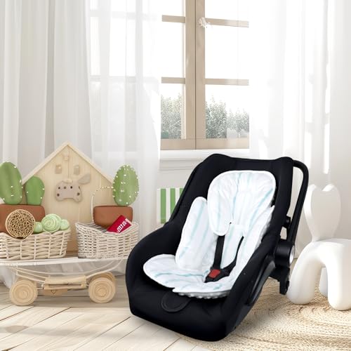 Image of Pea Pod Baby Cushion, 2 in 1 Baby Swings Insert or Girls Extra Soft Breathable Cushion, Compatible for Strollers, and Bouncers, Striped Pattern