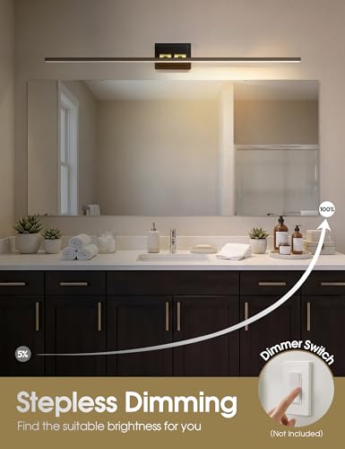 Image of VOLISUN Modern Bathroom Vanity Light 55 inch, Rotatable, 36W Dimmable 5CCT Led Bathroom Light Fixture Over Mirror, Black Gold Bar Vanity Light for Bathroom Mirror Cabinets-ETL Certificated
