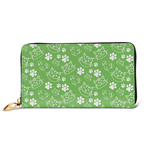 Preisvergleich Produktbild JHGFG Mode Handtasche Reißverschluss Brieftasche Muster Katzen Grün Ihr Telefon Kupplung Geldbörse Abendkupplung Blockieren Leder Brieftasche Multi Card Organizer