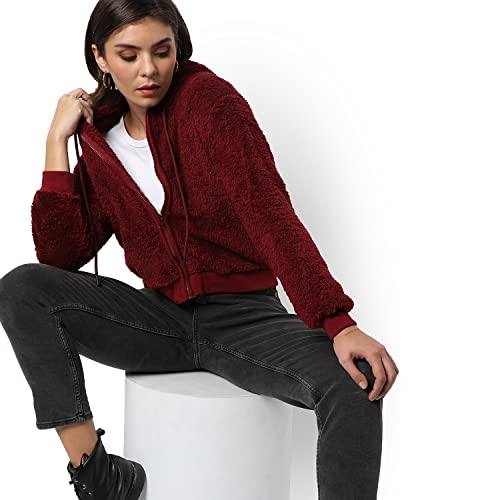 Image of Campus Sutra Women's Cotton Hooded Neck Sweatshirt