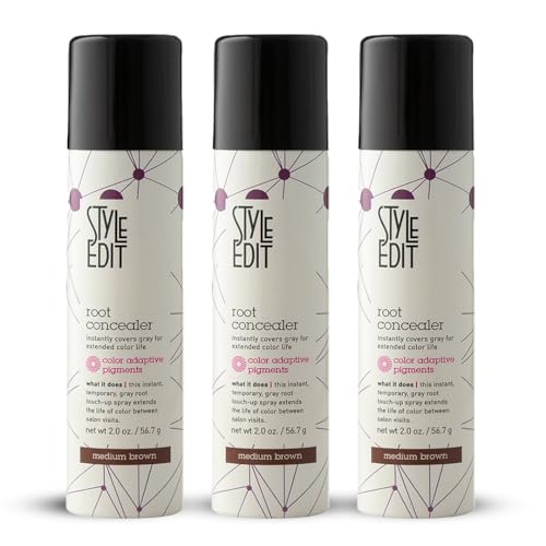 Image of Style Edit Root Touch Up Spray | Temporary Hair Color for Gray Roots and Thinning Hair | Salon-Quality, Transfer-Resistant Hair Concealer | Medium Brown, 2 oz