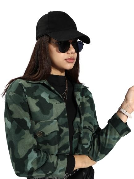 kassually jacket Women Green Camouflage Faux Fur Crop Tailored Jacket-picture-41