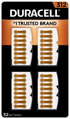 DURACELL Hearing Aid Batteries Brown Size 312, 32 Count Pack, 312A Size Hearing Aid Battery with...