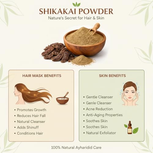 Image of Shikakai Powder for Hair Growth & Natural Hair Cleansing | 100% Pure & Natural Ayurvedic Powder | Helps Reduce Dandruff & Control Hair Fall | Herbal Hair Care for Men & Women (500g)