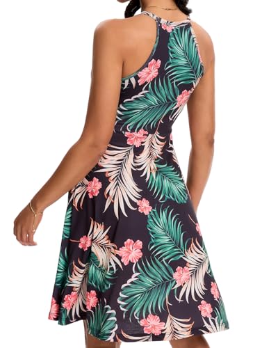 Image of ANYFITTING Built in Bra Halter Dresses for Women 2026 Summer Pockets Dress Flowy Midi Sundresses Beach Vacation