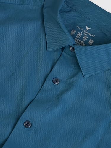 Image of TECHNOSPORT Men's Polyester Slim Fit Solid Casual Shirt with Ts Lytra