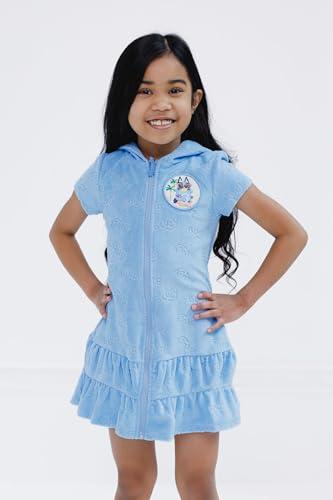 Bluey Girls Loop Terry Cloth Hooded Zip Up Swim Cover Up Toddler to Big Kid Sizes (2T - 10-12)4