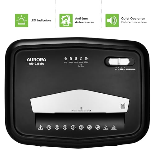 Image of Aurora AU1235MA Professional Grade 12-Sheet High Security Micro-Cut Paper and Credit Card Shredder / 20 Minutes Run /Security Level P-5