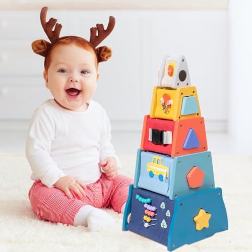 Learning Toys, Baby Activity Cube, Wooden Educational Toy, Kids Educational Activity Toy, Kids Wooden Learning Cube, Shape Sorter Toy, 6.81x6.54x3.7 Inches, Number Sorter Cube for Kids - Image 5