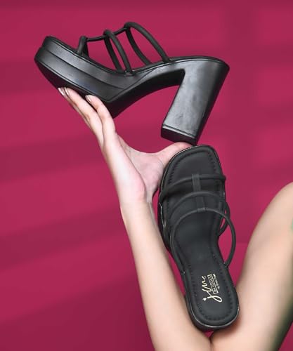Image of JM LOOKS Modern Multi-Strap Platform Heeled Sandals with Sturdy Block Heel and Contemporary Square Toe Design