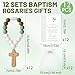 6 Pcs Baptism Rosary Beads with Wood Cross, Catholic Silicone Baby Rosary Bulk with White Mesh Bags Cards, Baptism First Communion Christian Party Favors
