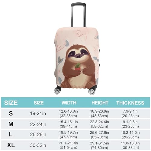 Cute Sloth Luggage Cover, Washable Elastic Suitcase Cover Protector Fit 18-32 Inch Luggage2