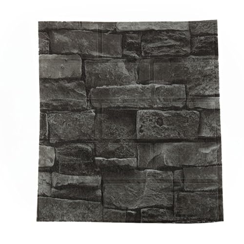 Lecreatekit Pegatinas de pared de ladrillo 3D, espuma XPE y paneles para decoración del hogar, color negro, paquete de 10 unidades, 35 x 38 cm