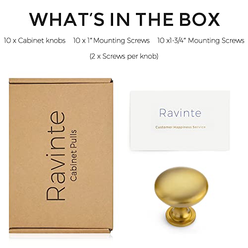 Image of Ravinte 10 Pack Kitchen Cabinet Knobs Dresser Knobs Brused Brass Zinc Drawer Pulls Door Handles for Drawer Cupboard and Dresser