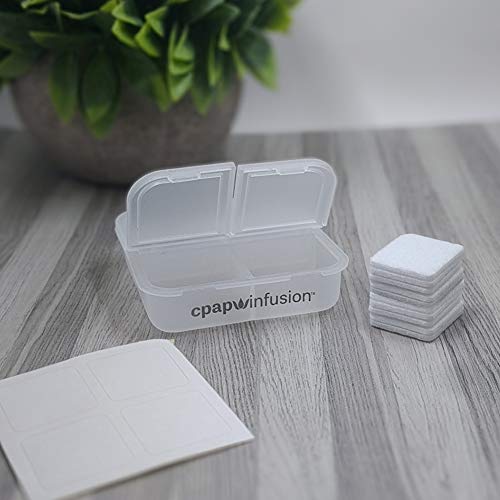 CPAP Infusion Adapter Replacement Refill Pads for Essential Oils - Includes A Storage Container for Up to 20 Refill Pads, 4 Blank Labels and Microfiber Absorbent Replacement Oil Pads (10 Refill Pads) - Thumbnail 2