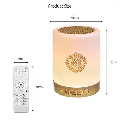DASNTERED Bluetooth Speaker Koran Luidspreker, Afstandsbediening Draadloze Koran Touch LED Lamp Verstelbare Bluetooth… - Image 5
