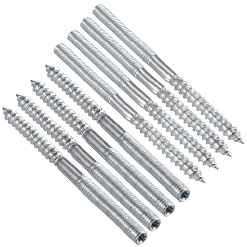 Image of TOP-VIGOR 8Pcs M6x90mm Double Headed Bolts Self Tapping Screw, Double Ended Dowel Screws, Screw Dowels Hanger, Threaded Lag Wood Screws and Machine Bolts for Wood Joint Furniture