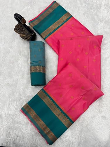 Image of Dharmavaram Pattu Paithani Saree Pure Silk Zari Weaving Floral Border Rich Pallu With Blouse Piece