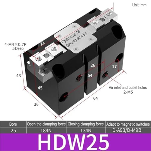 Air Gripper HDW25 Strong Parallel Mechanical Gripper Finger Cylinder