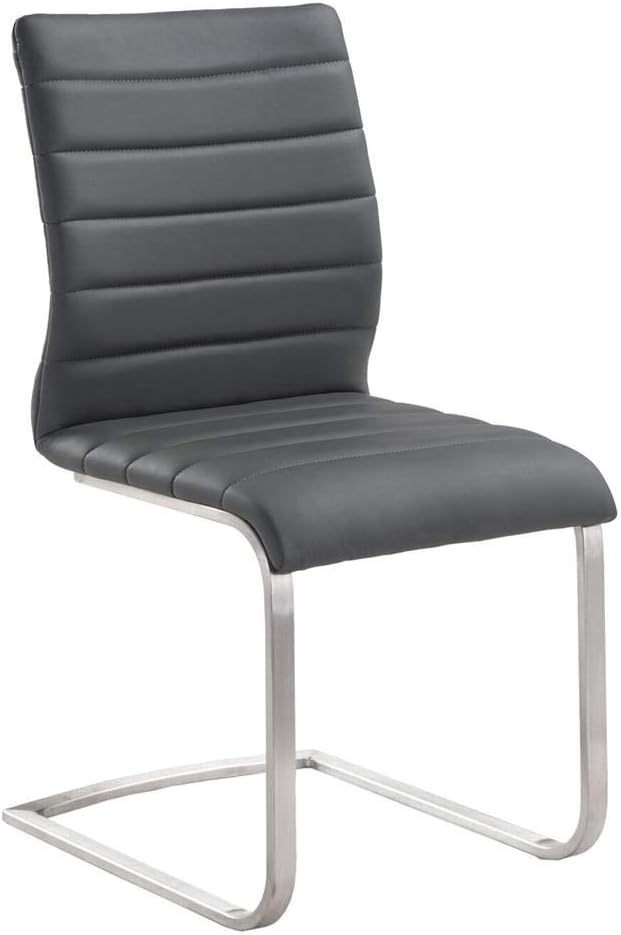 Gray Faux Leather Upholstered Side Chair with Metal Frame