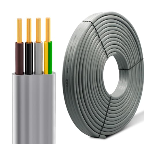 6/8/10 Gauge Flat Elevator Electrical Wire, 10/4 AWG Elevator Trailing Flat Cable, CE Certified Flex Resistance Power Cable, High Voltage Wire for Electric Telescopic Gates(100ft,6awg)