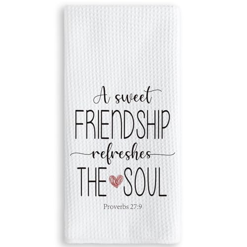TNUW A Sweet Friendship Refreshes The Soul Kitchen Towels 16X24In, Gift for Friend Woman, Christian Gifts for Women Men, Hand Tea Towels for Kitchen Bathroom Decor