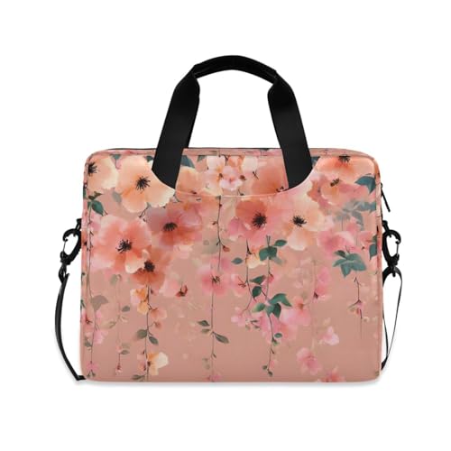 Maletín para portátil con flores coral rosa, 13-15.6 pulg miniatura 1