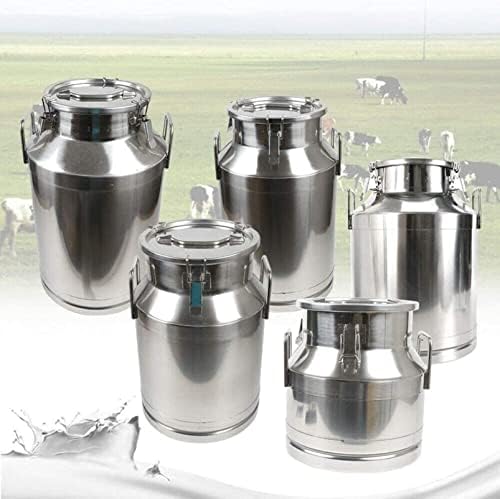 304 Stainless Steel Milk Can Heavy Duty Milk Jug Wine Pail Bucket Dairy Pot Tote Jug Milk Bottle Oil Barrel Tea Canister Silicone Seal with Carry Handle,55L,55L