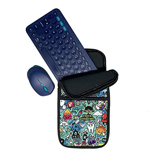 Image of Theskinmantra Keyboard and Mouse Sleeve for Logitech K380, Models - for Men and Women - Compact Sleeve for Keyboard and Mouse with Multi-Colored Designs (We Don't Care)