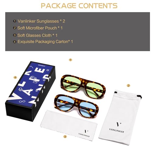 Image of VANLINKER Oversized Retro Aviator Sunglasses for Women Men Chic 70s Vintage Style Trendy 2026 Chunky Sun Glasses VL9865