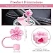 Clakioom Flower Straw Cover Cap for Stanley Cup, 3Pcs Straw Toppers Accessories Compatible with Pink Stanley Cup 40 Oz Tumbler, for Home and Party Decor (Pink)