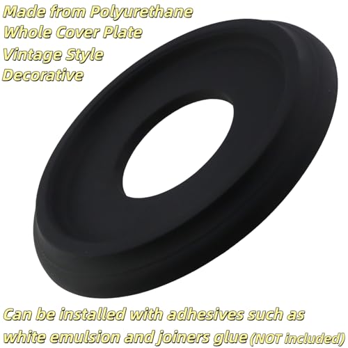 Image of PU Ceiling Medallion 2Pcs, 9.8 x 3.86 Inches, Matte Black | Whole Circle, Fits 3.86 Inch Canopy, European Vintage Carving, Decor For Chandeliers & Ceiling Fans, Lightweight PU Foam