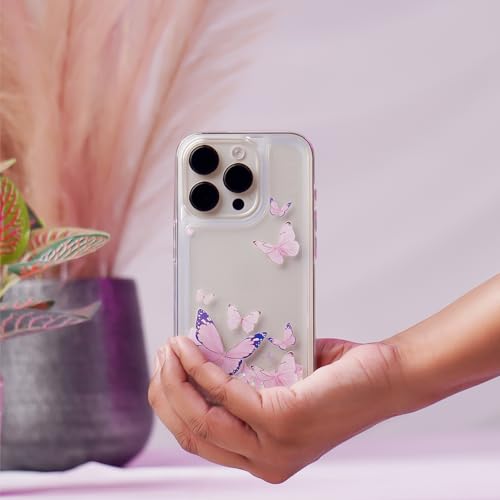 Image of PEEPERLY Back Cover Case for iPhone 11 Pro Scratch Resistant Anti-Slip TPU Shockproof Protective Durable Butterfly Glitz Glam Case for Girls & Women(Pink)