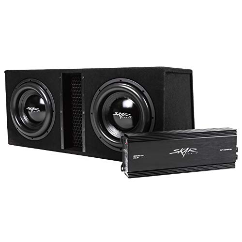 Image of Skar Audio Dual 12 inch Complete 5, 000 Watt Subwoofer Bass Package - Includes Subwoofers in Ported Box with Amplifier