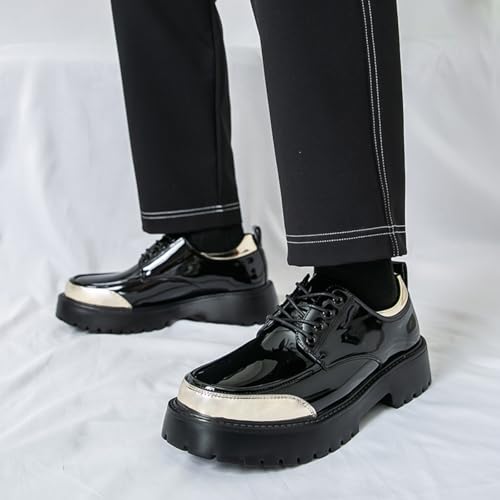 Men's lace - up Round - Toe Chunky - Heel flanged - Sole Thickened Soft - Sole Derby Casual Shoes, Classic Work Office Business Formal Shoes3