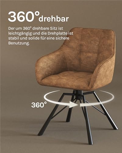 WOLTU-Esszimmerstuhl-drehbar-6er-Set-Kuchenstuhl-Polsterstuhl-Drehstuhl-bequemer-Stuhl-mit-Armlehnen-Ruckenlehne-Armlehnenstuhl-fur-Esszimmer-Wohnzimmer-mit-Kunstlederbezug-Hellbraun | Dealmeister.io Alt tag für bilder post titel