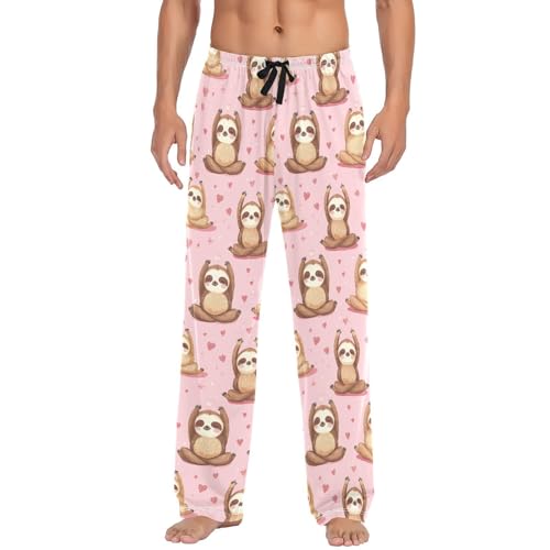 Vdsrup Cute Sloths Pajama Pants Mens Lounge Pants Super Soft Doing Yoga Men Pajama Bottoms with Pockets Drawstring S2