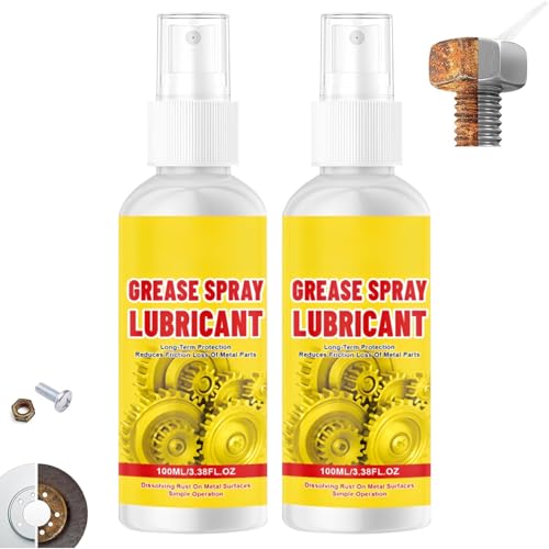 Anti-Rust Lubricant Spray & Rust Removerm Multi-Purpose Lubricant Rust Remover Sprays Rust Remover Spray for Metal Fast-Acting Lubricant Rust Dissolver for Vehicles Chains Bolts(2pcs)