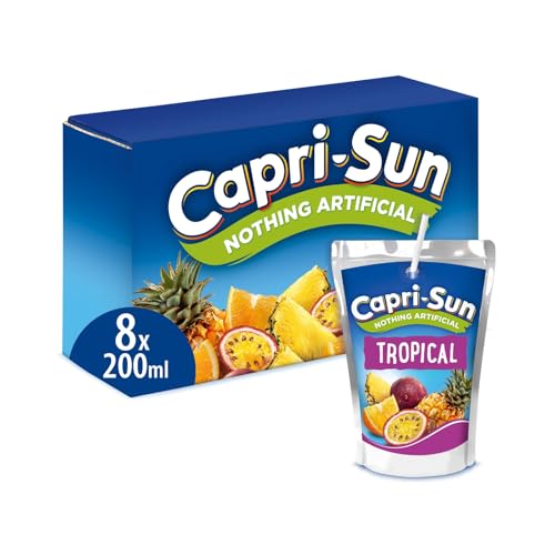 Capri-Sun Tropical Kids Juice Drink (8 x 200ml) Made with Real Fruit Juice - No Artificial Ingredients - Vegan Gluten Free