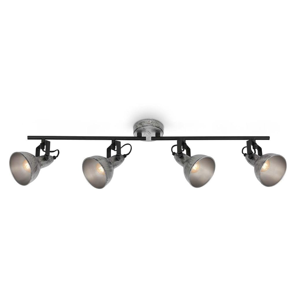 BRILONER Leuchten - Vintage Ceiling Spotlight, Swivelling Retro Ceiling Light, 4X E14 Sockets, Silver-Crafted, 795 x 100 x 185 mm