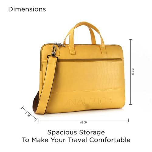 Image of Nautica Padded Laptop Sleeve Stylish Leatherette Bag | Waterproof Protective Cover with Handle & Detachable Sling Strap | Compact and Comfortable for Travelling | Suitable up to 15.6 Inch Laptop
