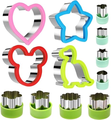 La Mejor Selección de Moldes para niños , tabla con los diez mejores. 50 U Chef Cortadores Sándwich Niños, Figuras Lonches, Incluye 4 Moldes Sándwich con Formas Dinosaurio, Estrella y Corazón, Más 8 Moldes Verduras, Perfecto Lunch.