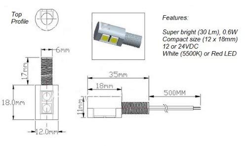 Lámpara LED blanca para panel de instrumento 12V miniatura 3