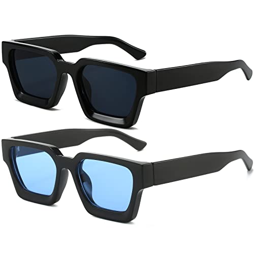 Image of AIEYEZO Square Sunglasses for Women Men Square Thick Frame Sun Glasses Simple Designer Style Shades