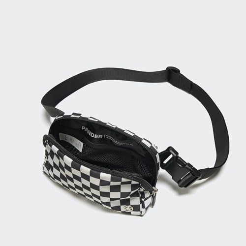 Image of Pander Two Way Zipper Fanny Pack Nylon Everywhere Belt Bag for Women, Water Repellent Waist Packs, Crossbody Bags with Adjustable Strap (Checkered Black)