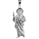 925 Sterling Silver Saint Jude Necklace Pendant (Large)