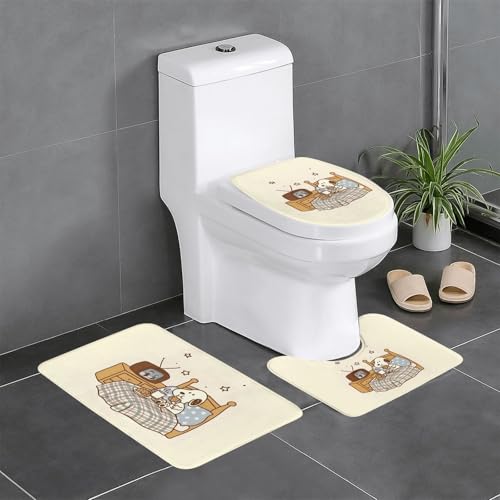 スヌーピー かわいい アニメ 3点セット バスマット トイレマット 便座カバー フタカバー 滑り止め 吸水 人気 漫画 足ふきマット 暖房 ふんわり 洗える 抗菌 防臭