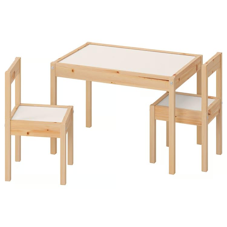 Ikea Latt Kindertisch mit 2 Stühlen, Weiß/Kiefer - für kleine Räume...