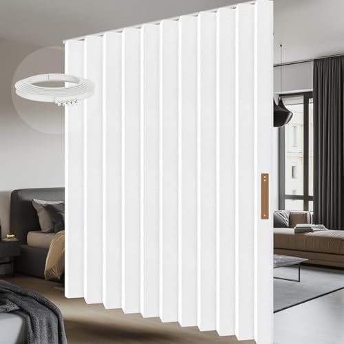 Image of Room Divider Curtain Sets with Flexible Ceiling Track, Privacy Soundproof Curtain for Bedroom Office Patio Sliding Door(White, W100 x L108, 1 Pack)