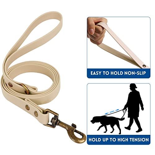 Wisedog Hundehalsband und Leine Set Combo: Einstellbare langlebige Haustier Halsbänder mit Hundeleinen für kleine mittlere große Hunde, enthält einen Bonus von Poop Bag Holder (S, Beige)